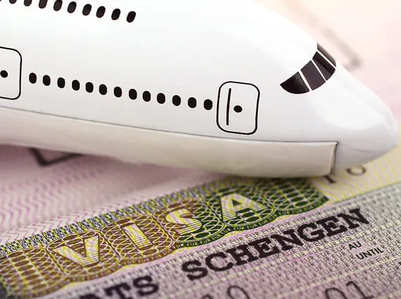 Document visa avec tampon Schengen