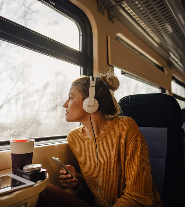 Voyageuse en train